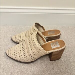 DV by Dolce Vita Cream Woven Slip-On Block Heels